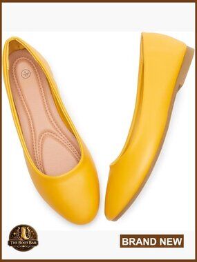 Women's Ballet Flats Slip On Shoes Comfortable PU Leather Memory Foam Dress